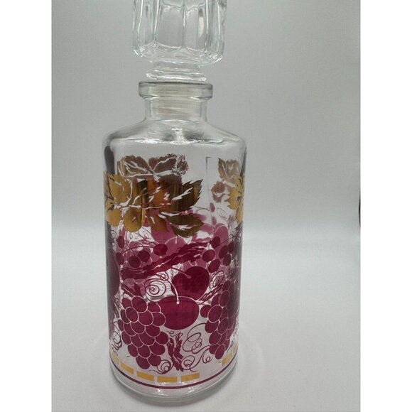 VTG French Luminarc Gold & Red Grape/Leaf Design Cordial Glass & Decanter Set - Picture 6 of 16